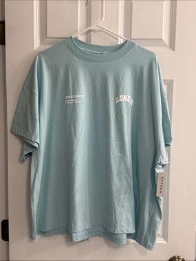 LONELY GHOST Pale Aqua Short Sleeve Graphic Tee NWT